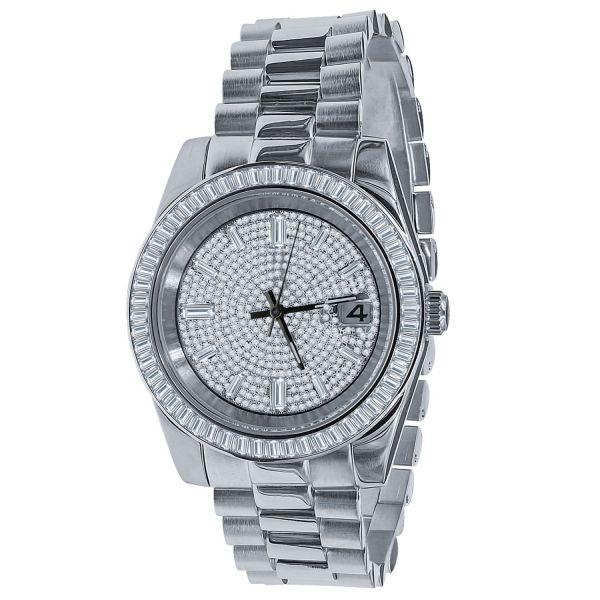 ICED OUT Zirkonia Edelstahl Quarz Uhr - silber