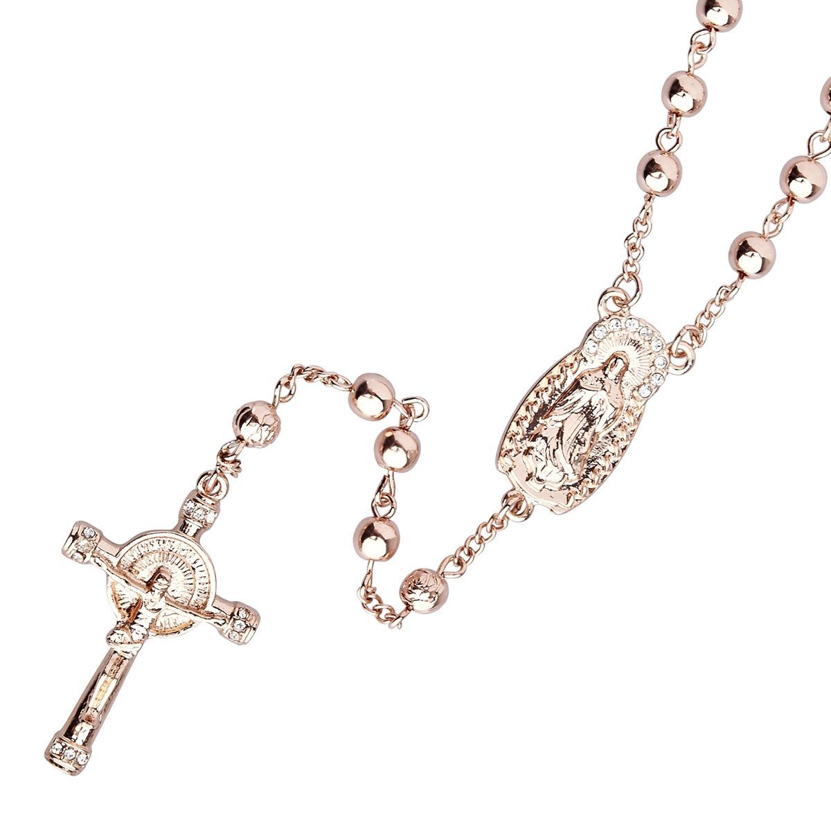 Iced Out Bling Fashion Kette – Rosary rose gold