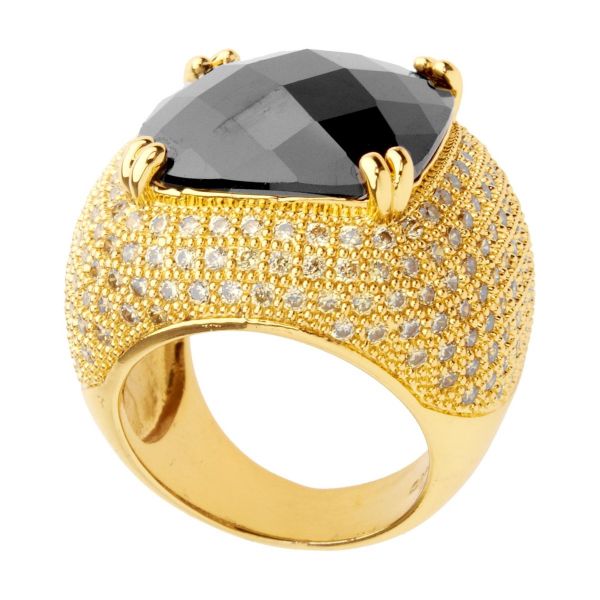 Iced Out Bling Micro Pave Bague - ROSE CUT noir