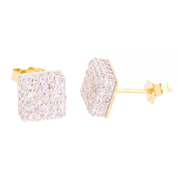 925 Sterling MICRO PAVE Ohrstecker - NYC 8mm gold