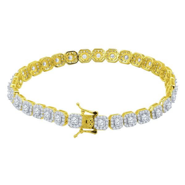 Iced Out Bling SQUARE TENNIS Bracelet - CUBE 6mm gold