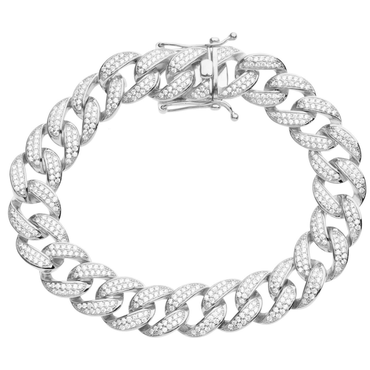Premium Bling 925 Sterling Silber Armband - MIAMI CURB 14mm