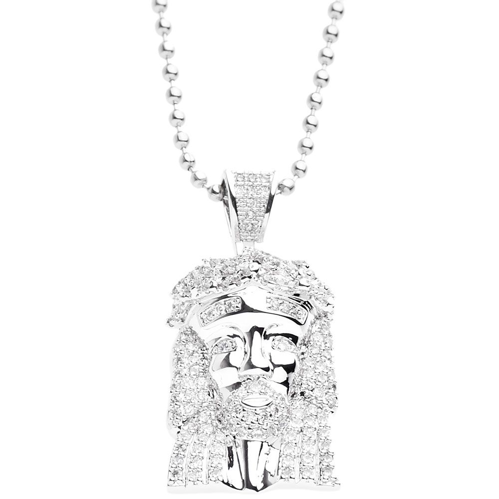 Iced Out Bling Micro Pave Kette – MINI JESUS silber