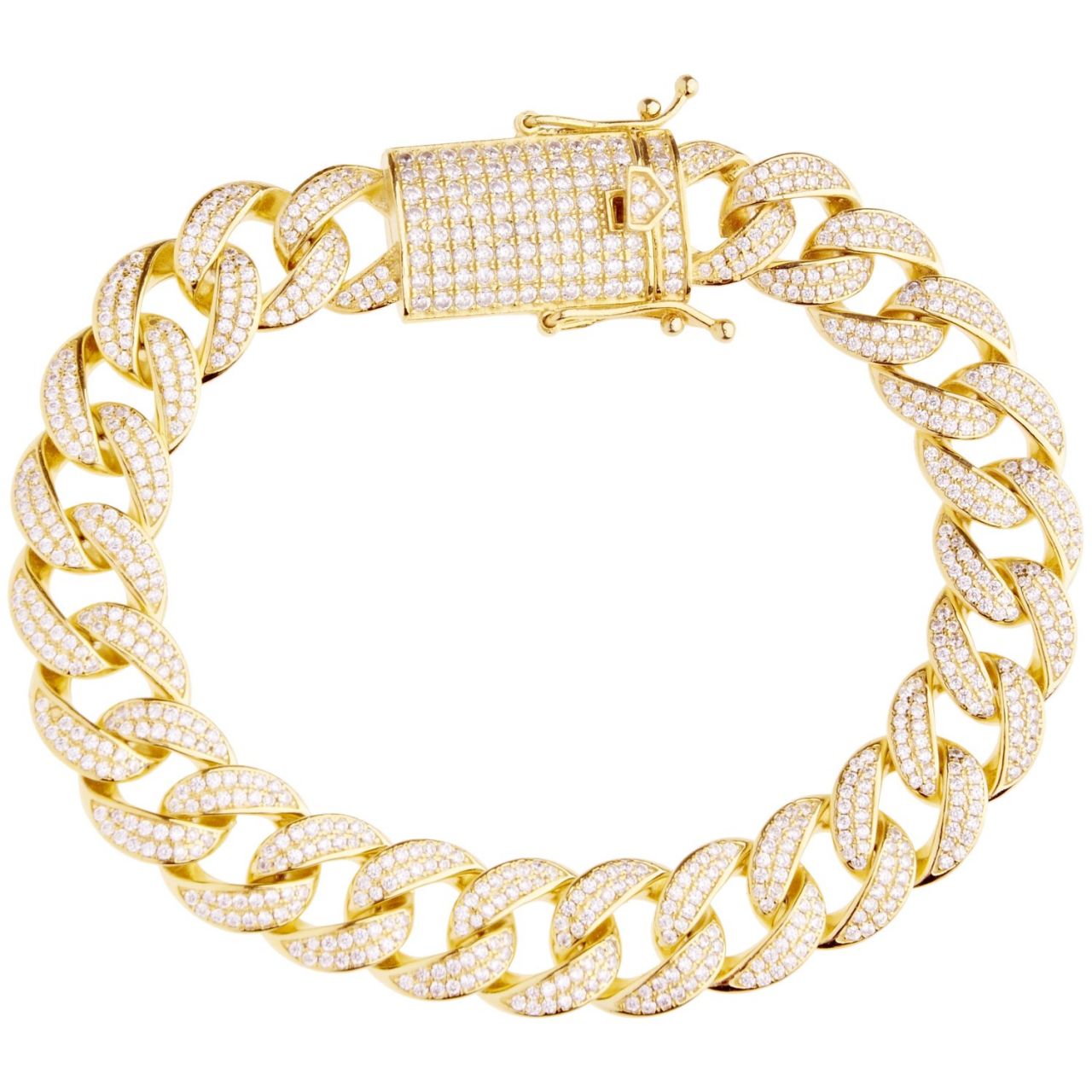 Premium Bling 925 Sterling Silber Armband - MIAMI CURB 12mm