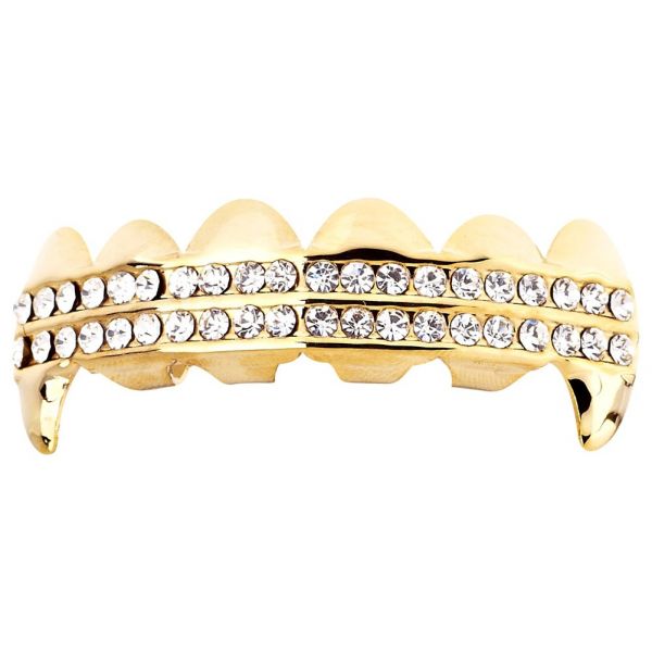 Gold One Size Fits All Bling Grillz DRACULA TOP 