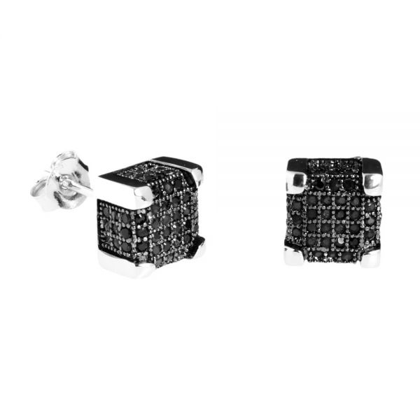 .925 Silver MICRO PAVE Earrings - IMPERIAL 9mm black