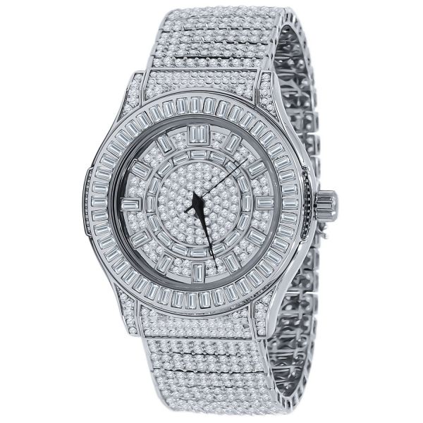 Mens High Quality FULL ICED OUT CZ Watch - silver
