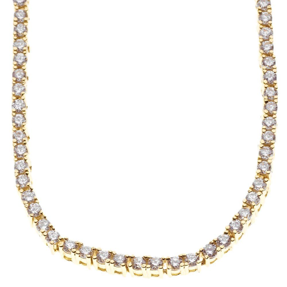 Iced Out Bling Zirkonia Edelstahl TENNIS Kette – 4mm gold Iced Out Bling Zirkonia Edelstahl TENNIS Kette – 4mm gold