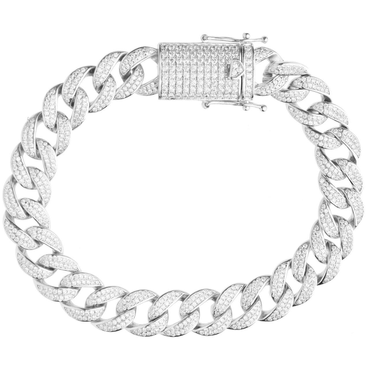 Premium Bling 925 Sterling Silber Armband – MIAMI CURB 12mm