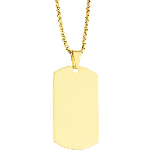 Iced Out Stainless Steel Pendant Chain - Dog Tag gold