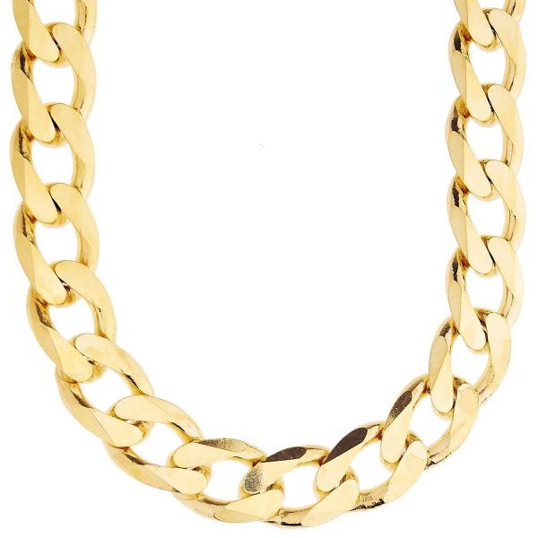 925 Sterling Silver Bling Chain - CURB 15mm gold
