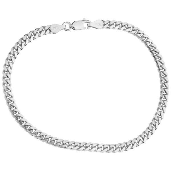 925 Sterling Silver Curb Chain Bracelet - MIAMI CURB 4mm