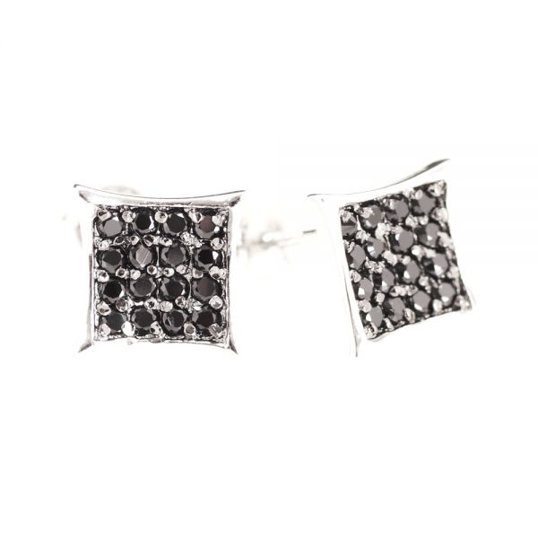 Sterling 925 Silver MICRO PAVE Earrings - ICE black 8mm