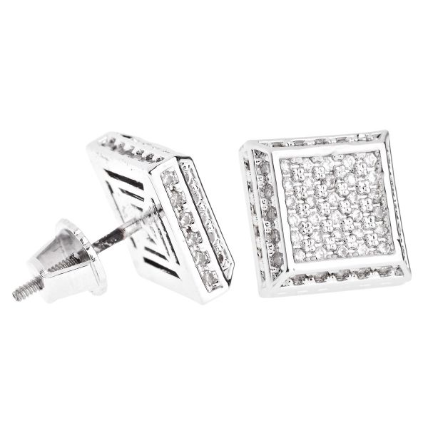 Iced Out Bling Micro Pave Ohrstecker - SLOPE 10mm
