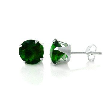 925 Sterling Argent Clou d'oreille - circulaire / peridot