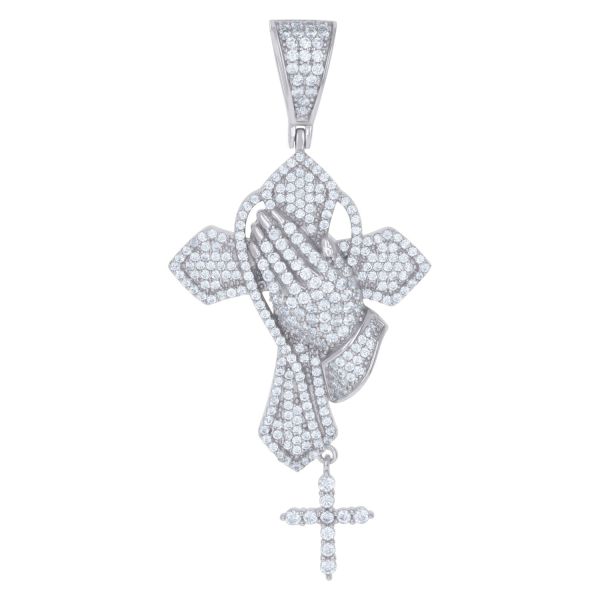 Premium Bling - 925 Argent Sterling Prier Mains Pendentif