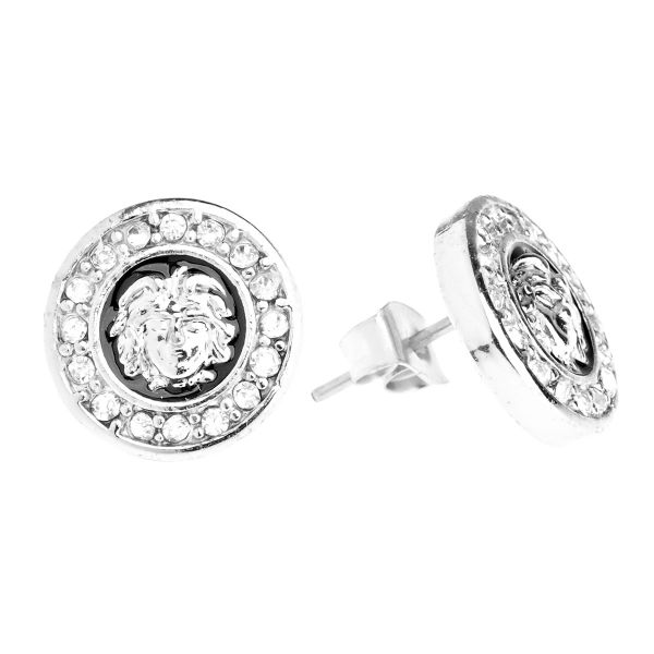 Iced Out Bling Ohrstecker Box - MEDUSA silber 14mm