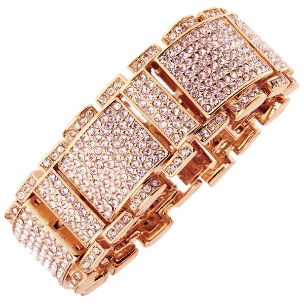 Iced Out Bling Hip Hop Bracelet Armband - RICK rose gold