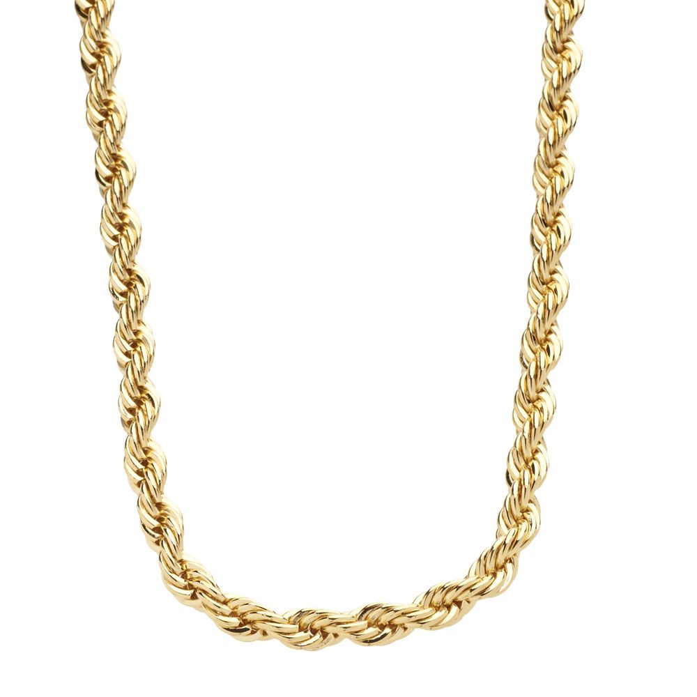 Iced Out Bling Edelstahl Rope Kordelkette – 4mm 90cm gold