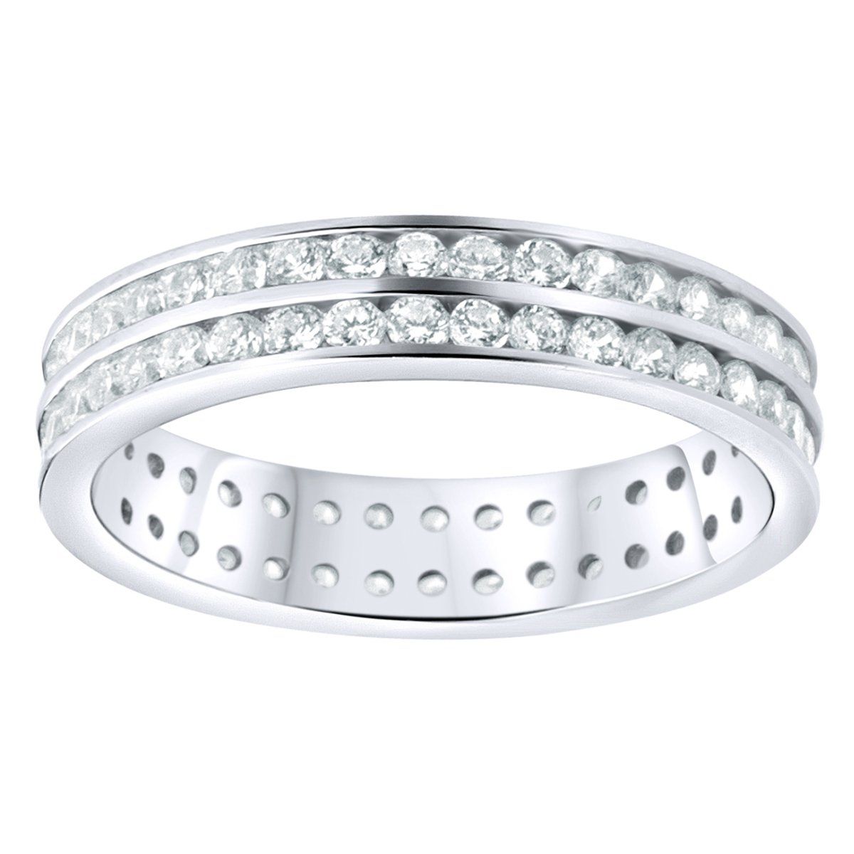 Sterling 925er Silber Pave Ring – Double Lines Eternity