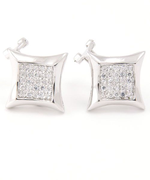 Sterling 925er Silber MICRO PAVE Ohrstecker - CURVED 12mm