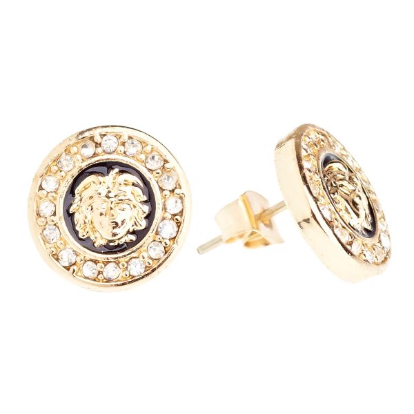 Iced Out Bling Ohrstecker Box - MEDUSA gold 14mm