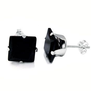 925 Sterling Silber Black Bling Ohrstecker – viereckig 925 Sterling Silber Black Bling Ohrstecker – viereckig