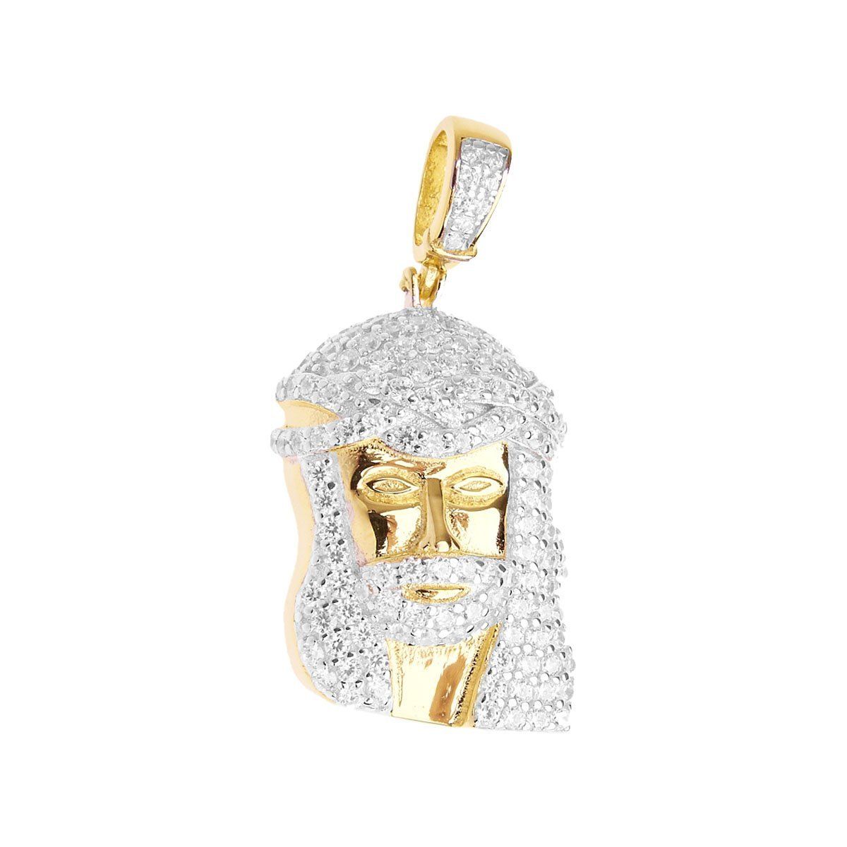 Premium Bling – 925 Sterling Silber Jesus Mini AnhÃ¤nger gold