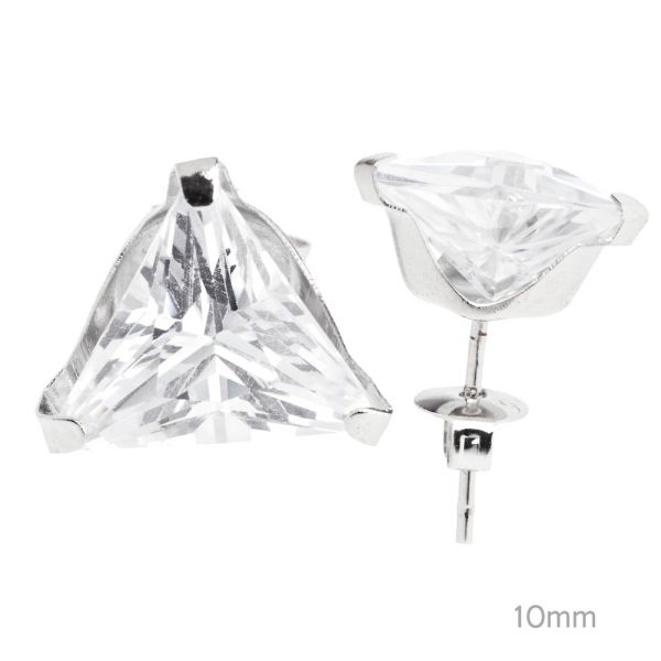 Iced Out Sterling Silver Earrings - Triangle