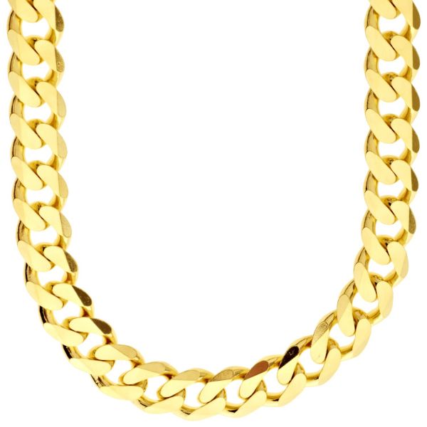 925 Sterling Silver Bling Chain - CURB 11mm gold