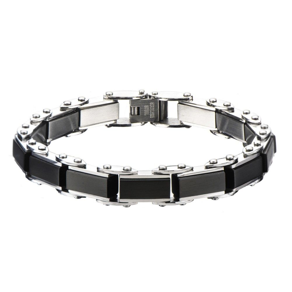 Herren Edelstahl Schwarz IP Rectangular Reversible Armband
