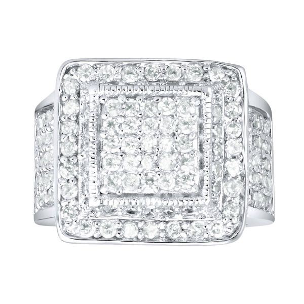 Sterling 925 Argent Pave Bague - KING BLING