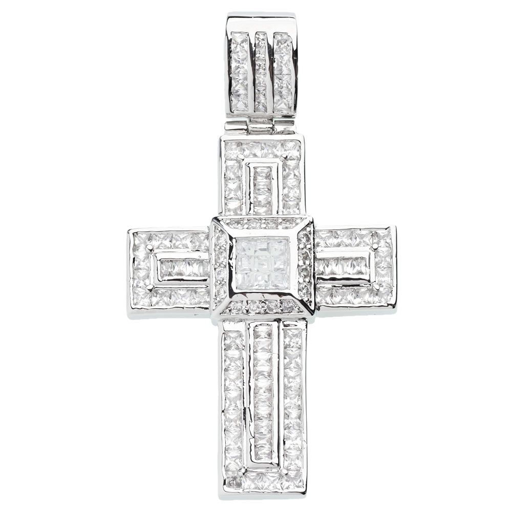 925 Iced Out Sterling Silber Kreuz – MASSIV
