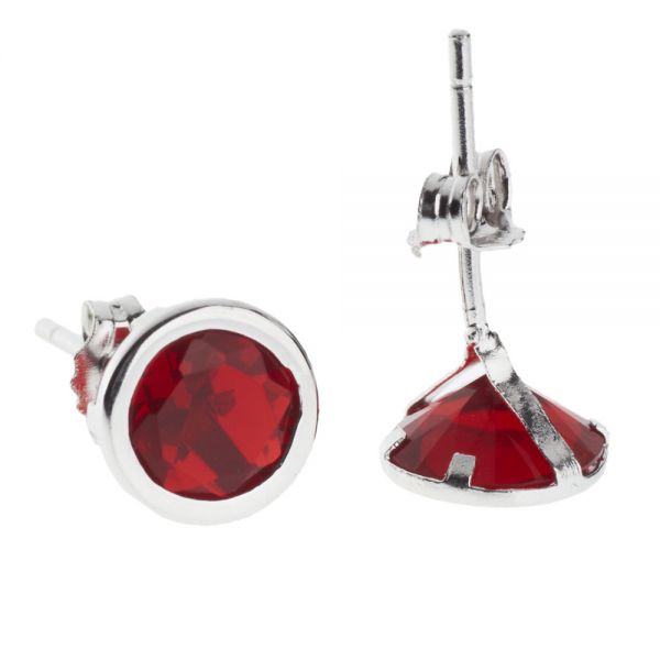 925 Sterling Silver APRIL Ear Stud - CZ Stones WHITE 7mm