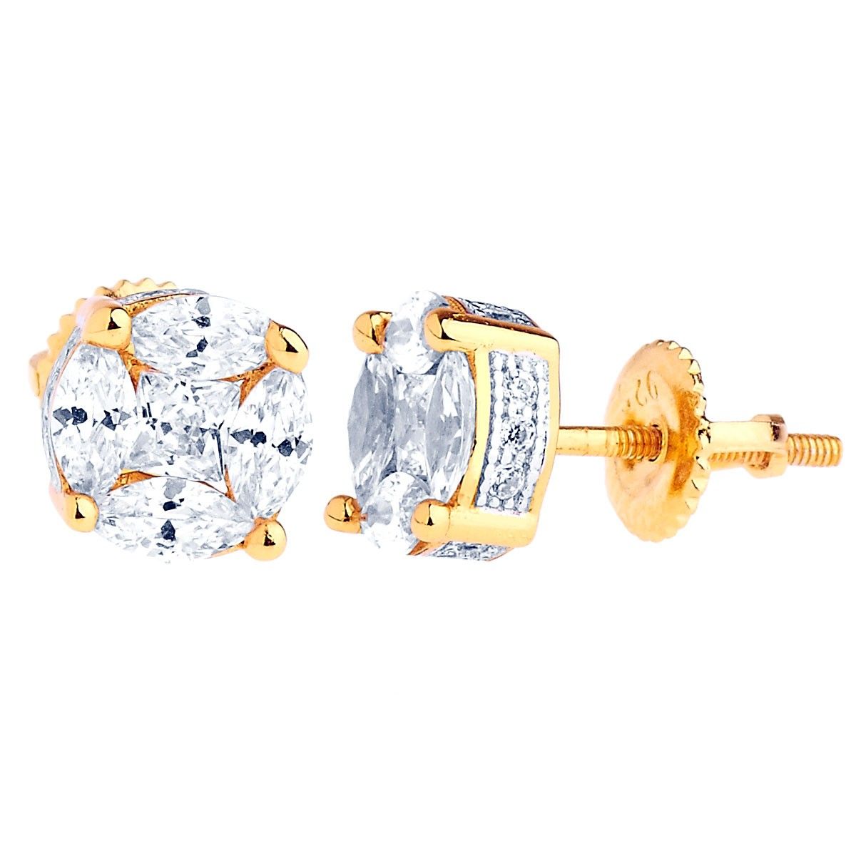 925 Sterling Silber Bling Zirkonia Ohrringe – CLUSTER 8mm