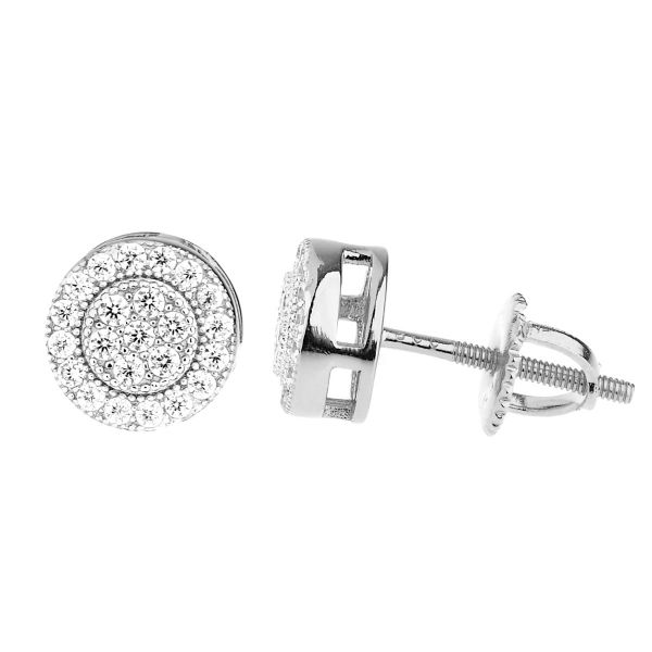 925 Argent Sterling Bling Zircone Boucles d'oreilles 8mm