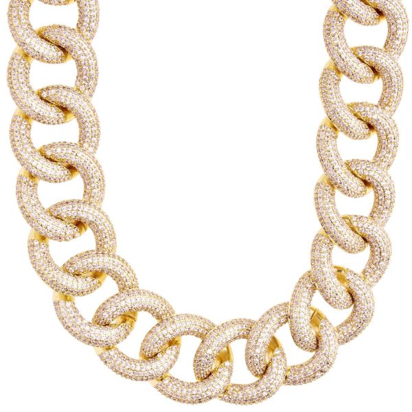 Iced Out Bling Zirconia Chain - MESMERIC Cuban 25mm gold