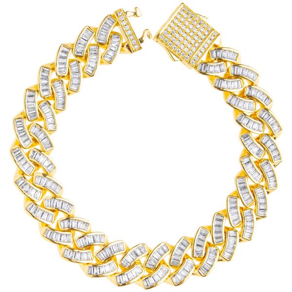 ICED OUT Cuban Link Bling Bracelet - Baguette 12mm