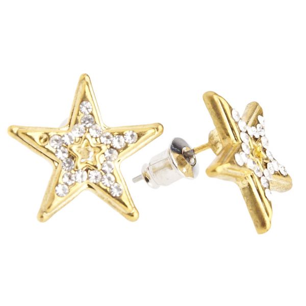 Iced Out Bling Ohrstecker Box - NEW STAR 15mm gold