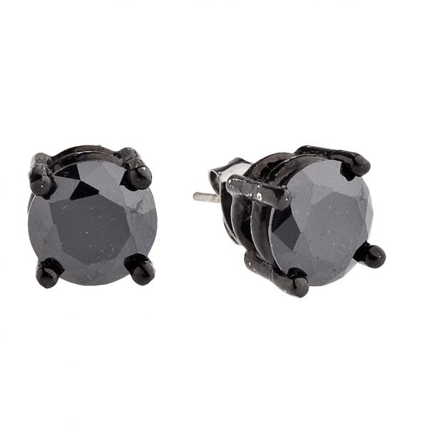 Iced Out Bling Ronde Zircone Boucles d'oreilles - noir 9mm