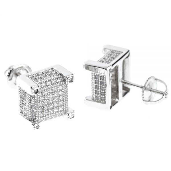 925er Silber MICRO PAVE Ohrstecker - CUBIC 10mm