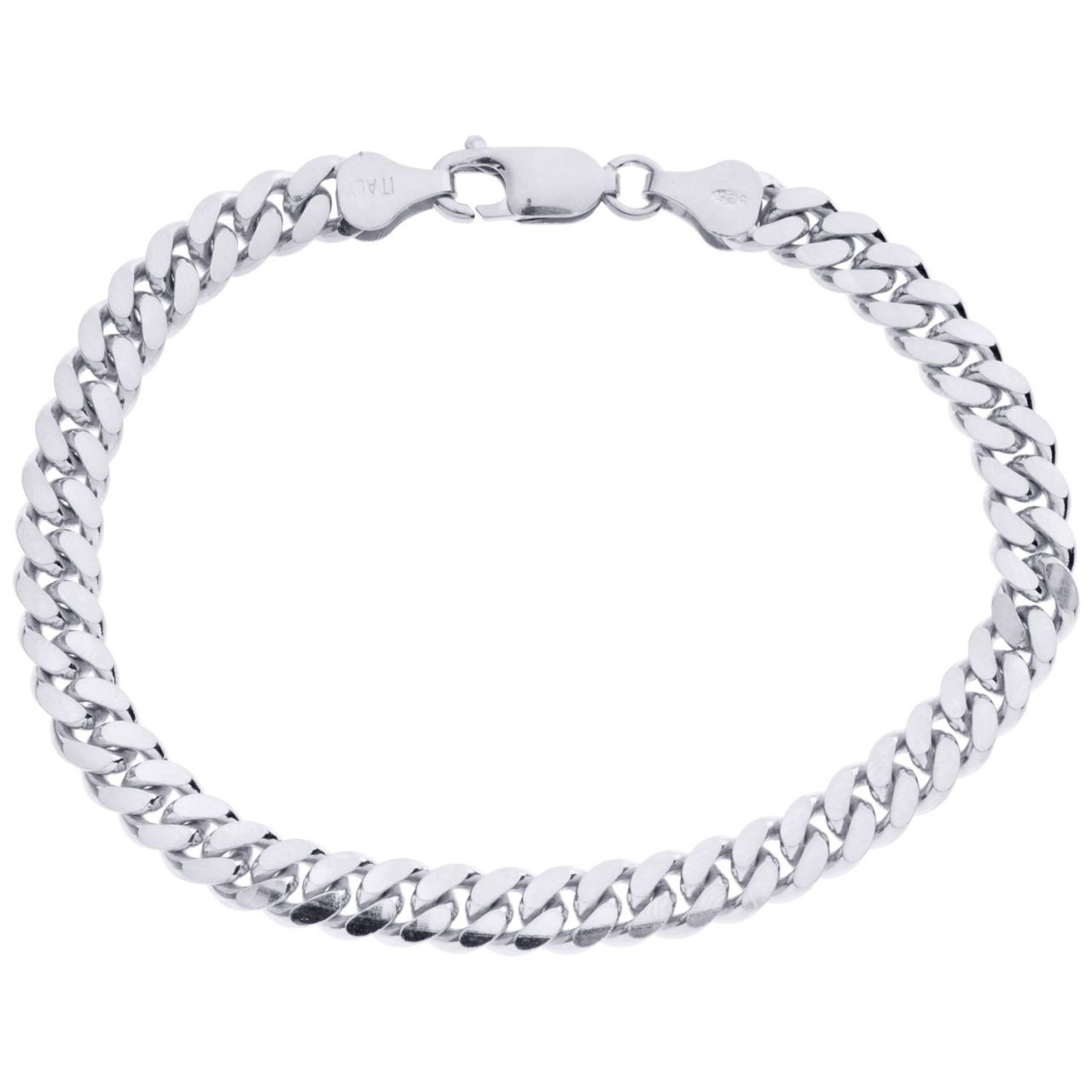 Sterling 925er Silber Panzerkette Armband - MIAMI CURB 6mm