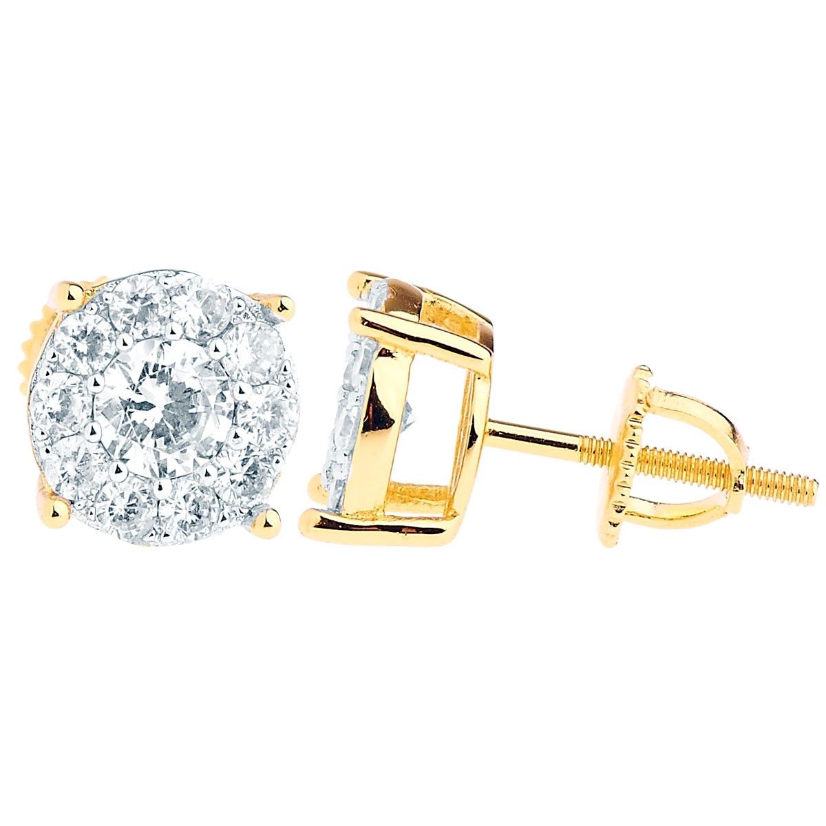 925 Sterling Silber Bling Zirkonia Ohrringe – CLUSTER 9mm