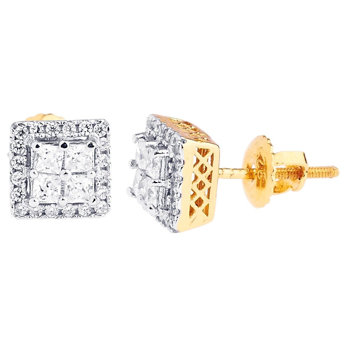 925 Sterling Silber Bling Zirkonia Ohrringe – CLUSTER 8x8mm