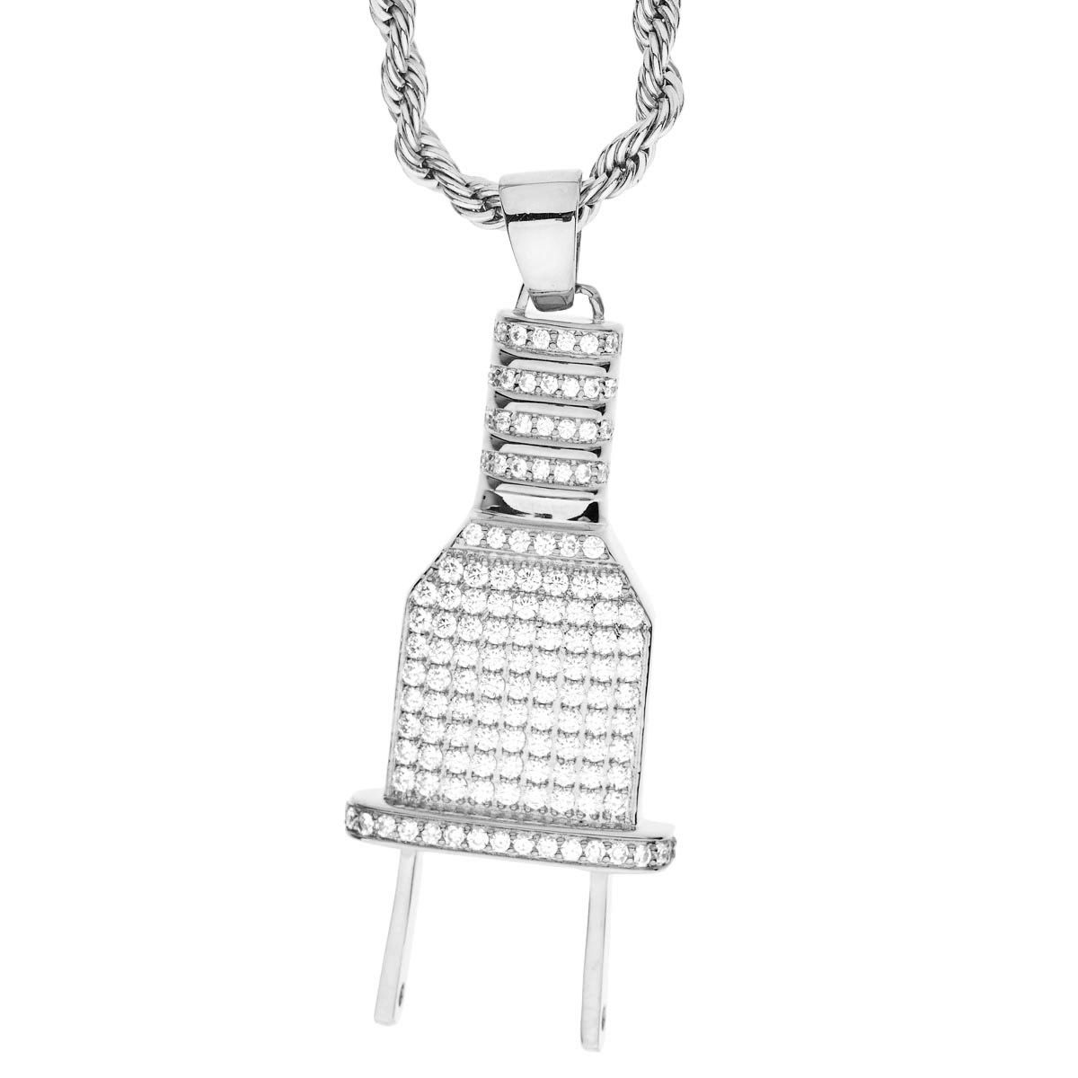 Iced Out Bling Micro Pave Kette – NETZSTECKER silber