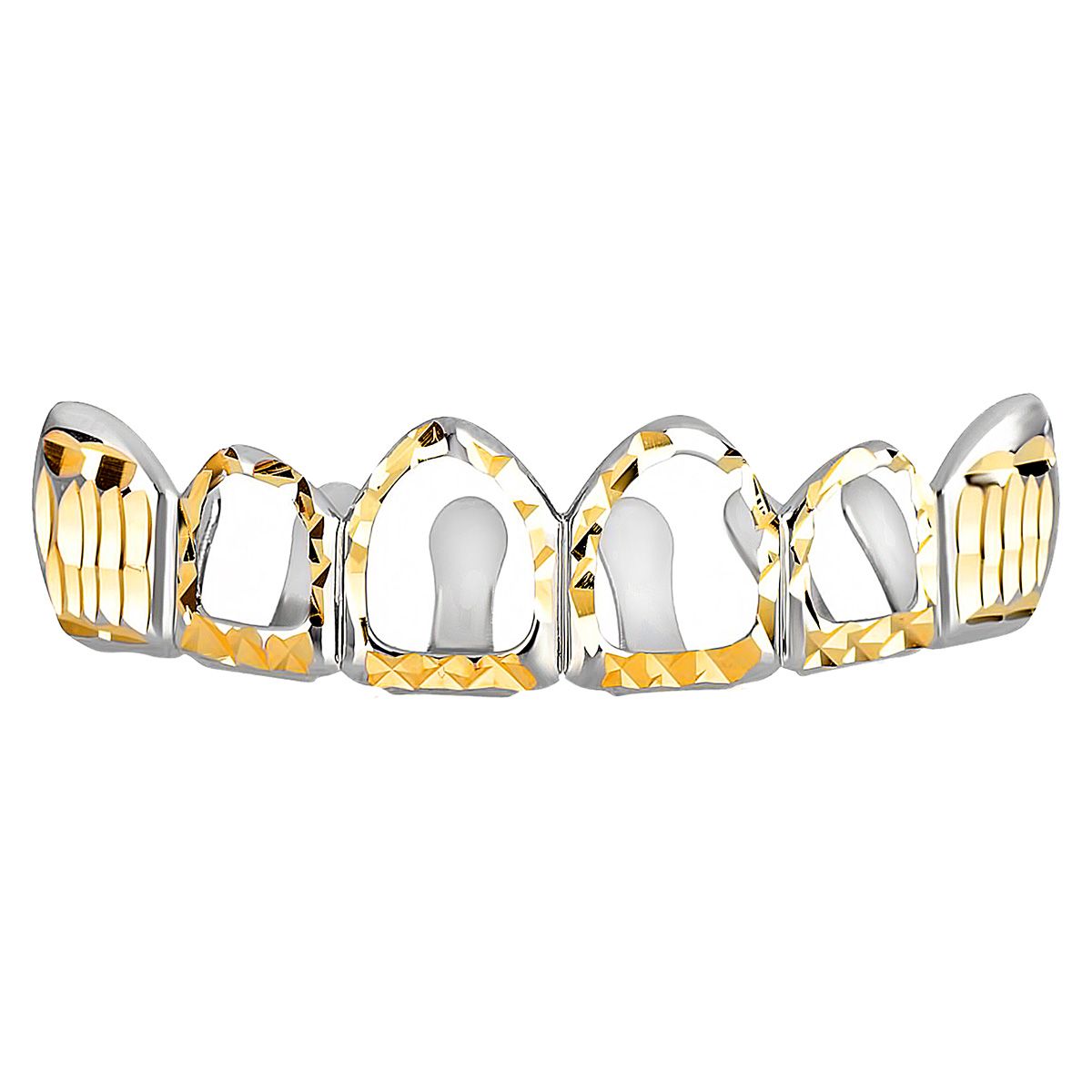 Silber Diamond Cut Grillz – One size fits all – HOLLOW Top