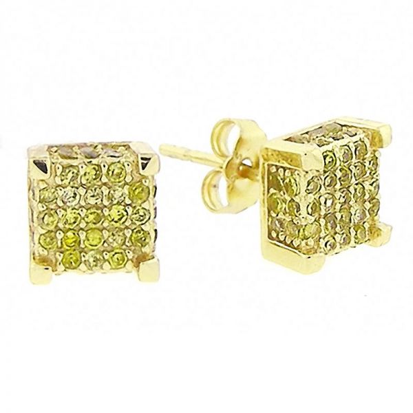 925 Sterling MICRO PAVE Ohrstecker - CUBE 8mm full gold