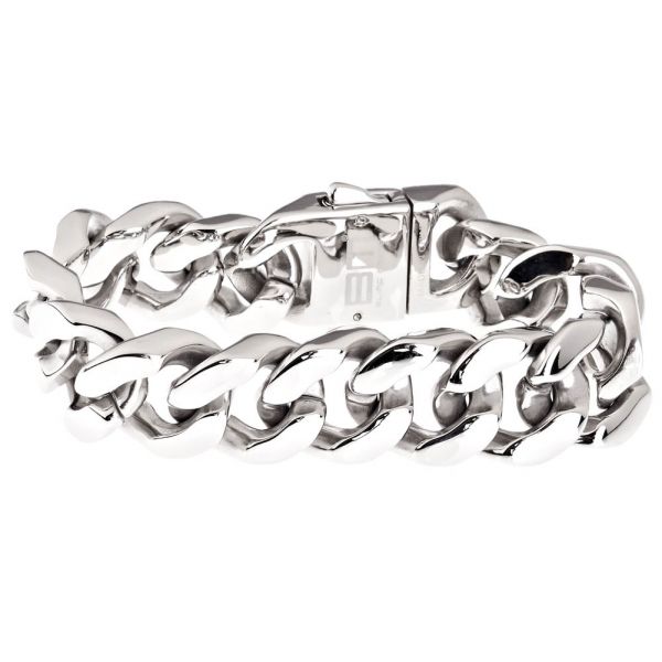 Iced Out Bling Stainless Steel Bracelet - SOLID CURB 20mm