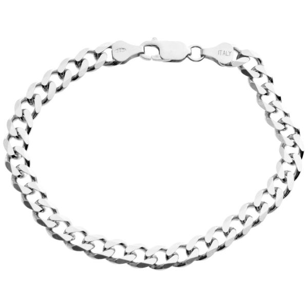 925 Sterling Silver Curb Chain Bracelet - 6.7mm