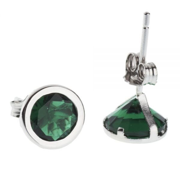 925 Sterling Silber MAI Ohrstecker - EMERALD GREEN 7mm